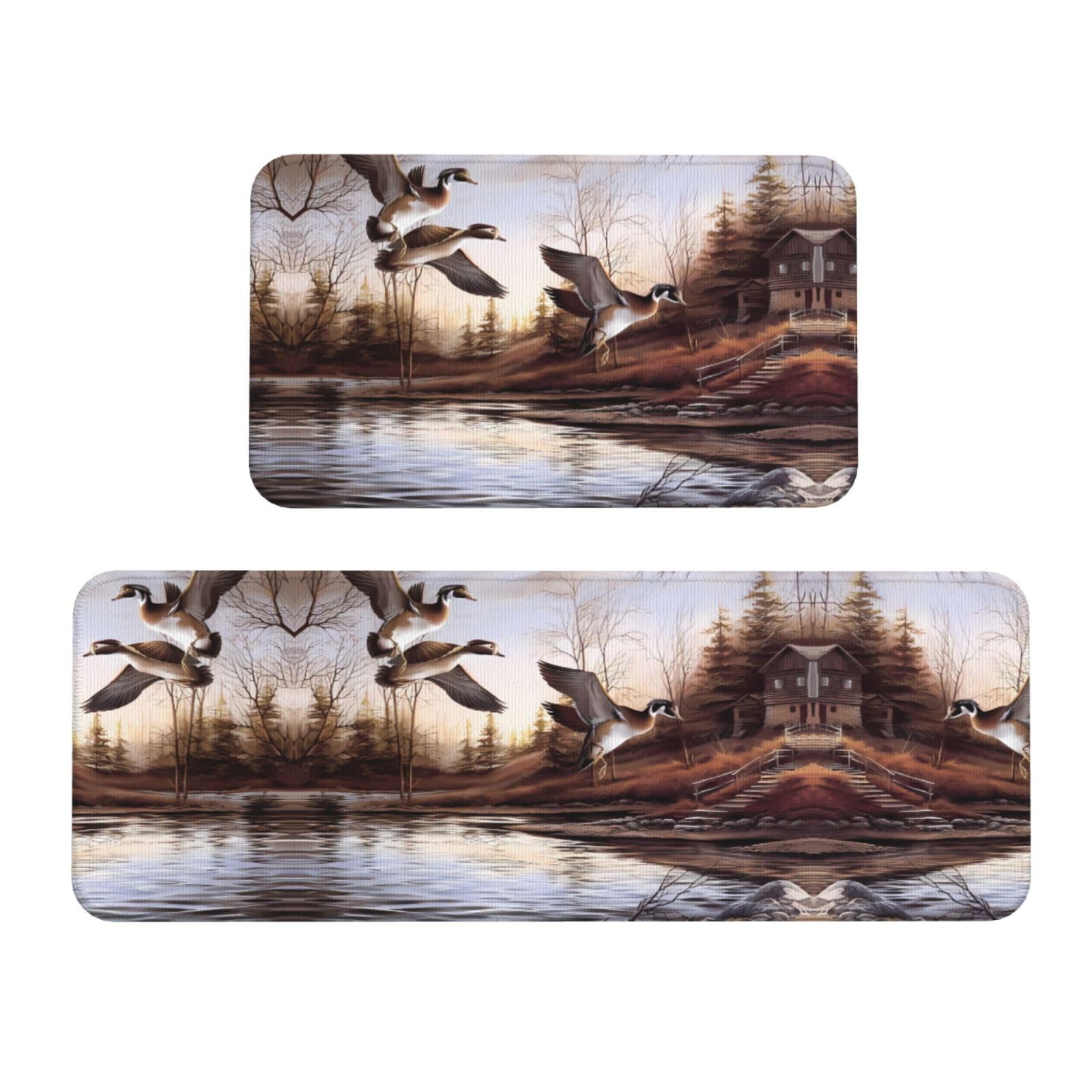 Alfombrillas de cocina y lavadero antideslizantes con un juego de 2 tapetes de patos Mallard