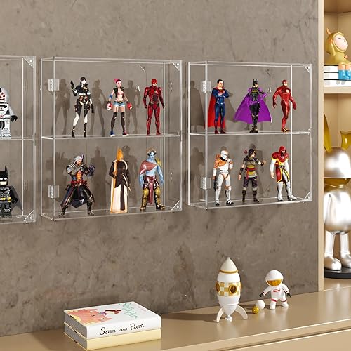 Miniatura 9 de NIUBEE Vitrina de acrílico, vitrina transparente para figuras Funko Pop, montaje en pared o escritorio, a prueba de polvo, caja de exhibición para
