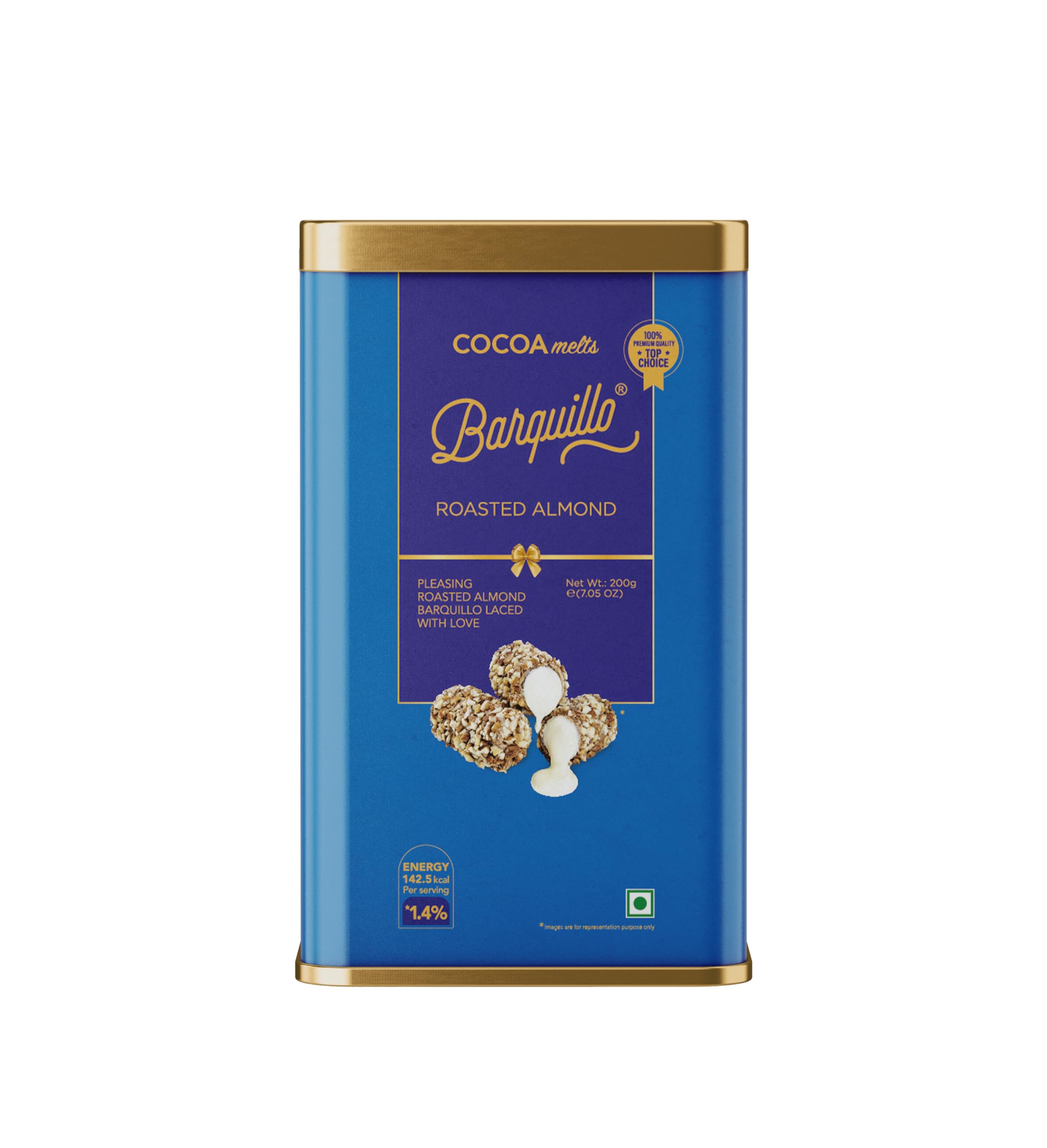BARQUILLO Premium Roasted Almond Coated Chocolate Tin Pack-10 Pcs|Vanilla Cream Filled Biscuit Roll 200 Gram imported | Dubai couverture taste | Raksha bandhan Rakhi Celebration Independence day Gift
