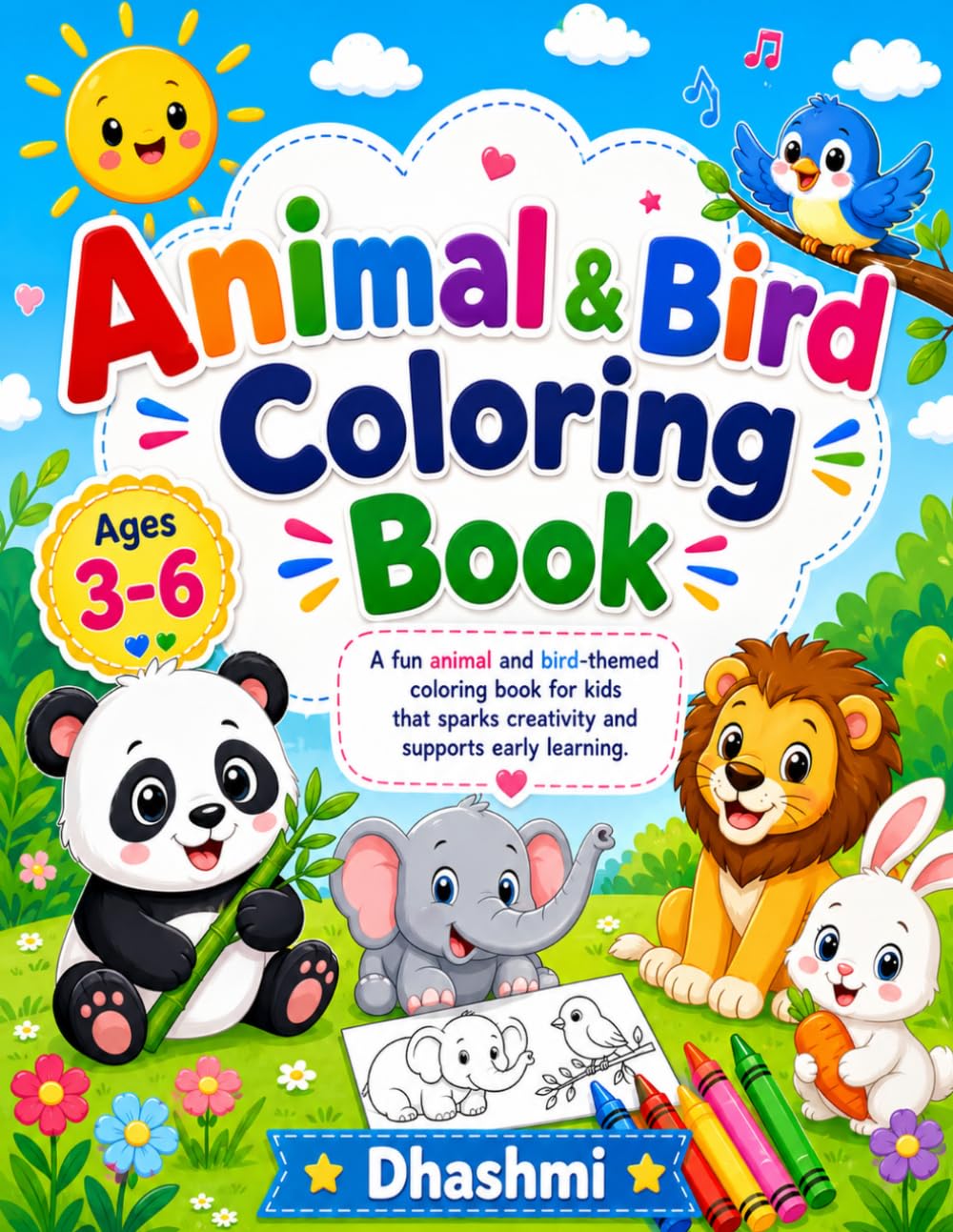 My Animal & Bird Coloring Book: Cute, Easy Coloring Pages Featuring Animals & Birds | Bold and Simple Designs for Toddlers and Preschoolers | Fun Learning Activity Book for Boys and Girls