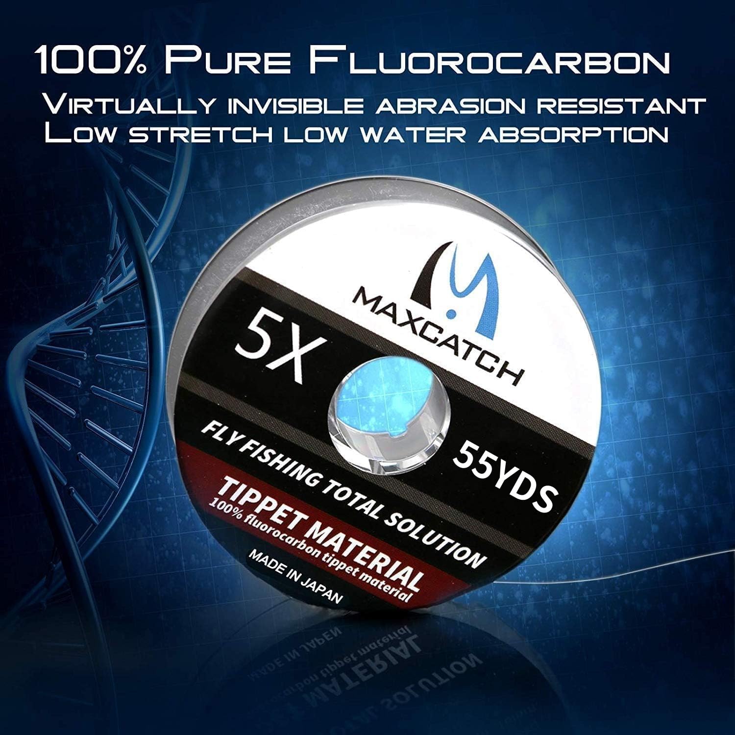 M MAXIMUMCATCH Maxcatch Fluorocarbon Fly Fishing Tippet Material Leader Line -Virtually Invisible - 55yards 0X-6X (Made in Japan)