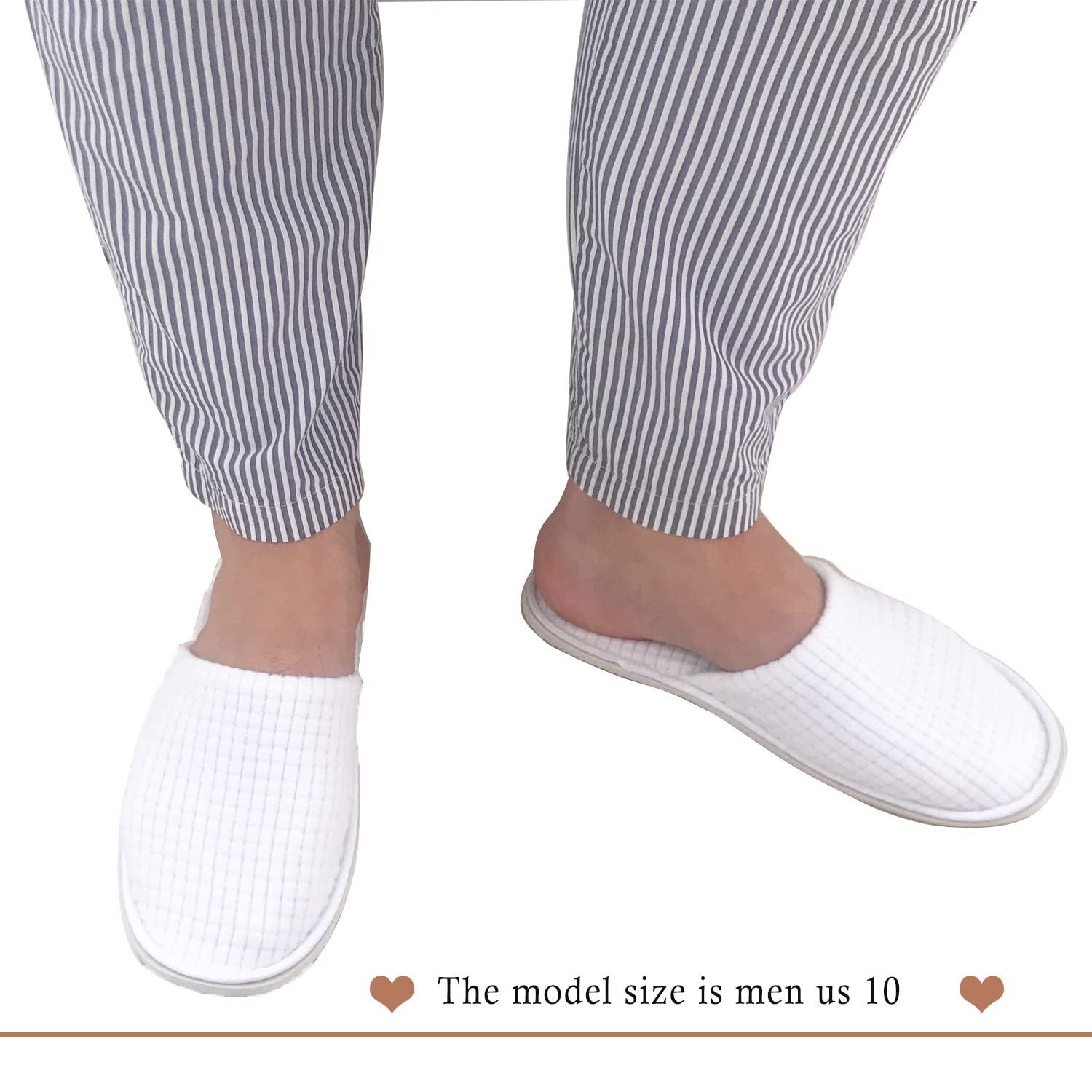 Anmerl 10 Paires de Pantoufles Jetables pour Hôtels Slippers Invités en Vrac pour Maisons, Spas, Mariages, Voyages, Taille Universelle, Antidérapantes, Lavables et Emballées Individuellement