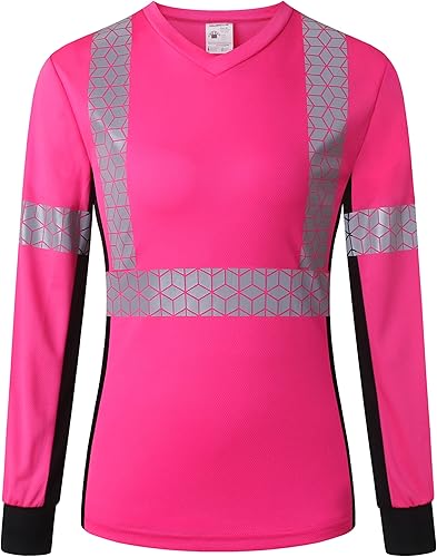 Miniatura 2 de Camiseta de seguridad para mujer, camiseta reflectante alta para mujer con patrón reflectante inusual, manga corta transpirable