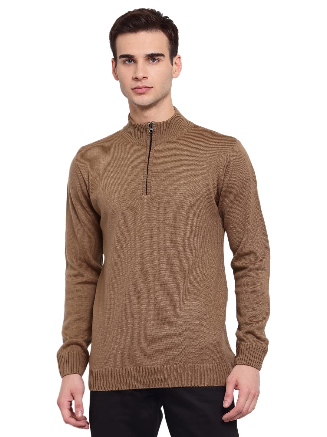 Men Grey Pullover with Zip Detail-image-45