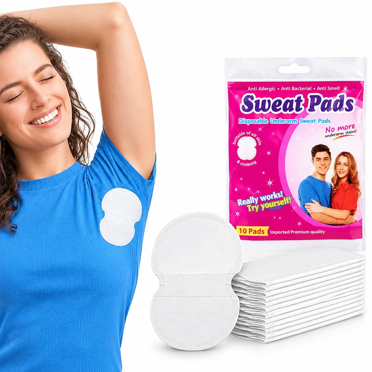 Disposable Underarm Sweat Pads Cotton for Men and Women Pack of 20