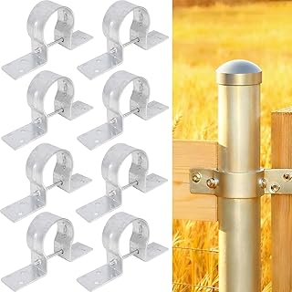 9 Pack 2-3/8" OD Metal Fence Brackets, Steel to Wood Fence Bracket, Fence Brackets for Metal Posts, Galvanized Pipe Grip Tie
