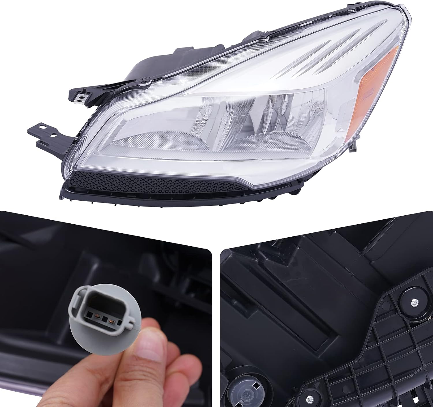 LYNICESHOP Halogen Front Headlight, Clear Headlight for 2013 2014 2015 2016 Ford Escape Headlamp, Assembly Replacement Factory Head Light Lamp FO2502309C, FO2503309C (Driver Side)