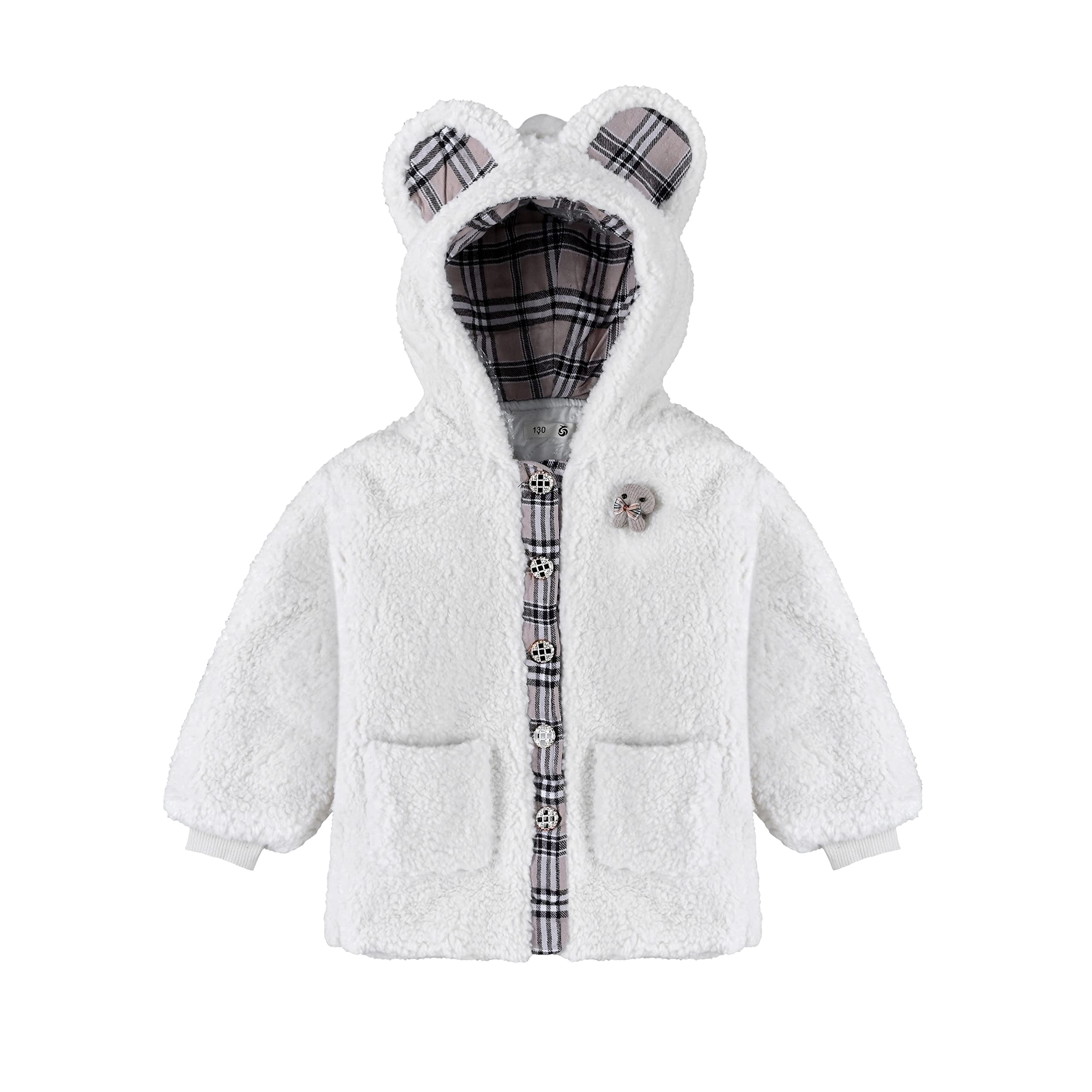 Bold N Elegant - Be Bold Inside & Elegant OutsideBold N Elegant Faux Fur Warm Winter Outerwear Hooded Baby Jacket Coat Blanket with Soft Plush Bunny Ear n Tail for Infant Toddler Boy Girl Kids 1yr to 5yr