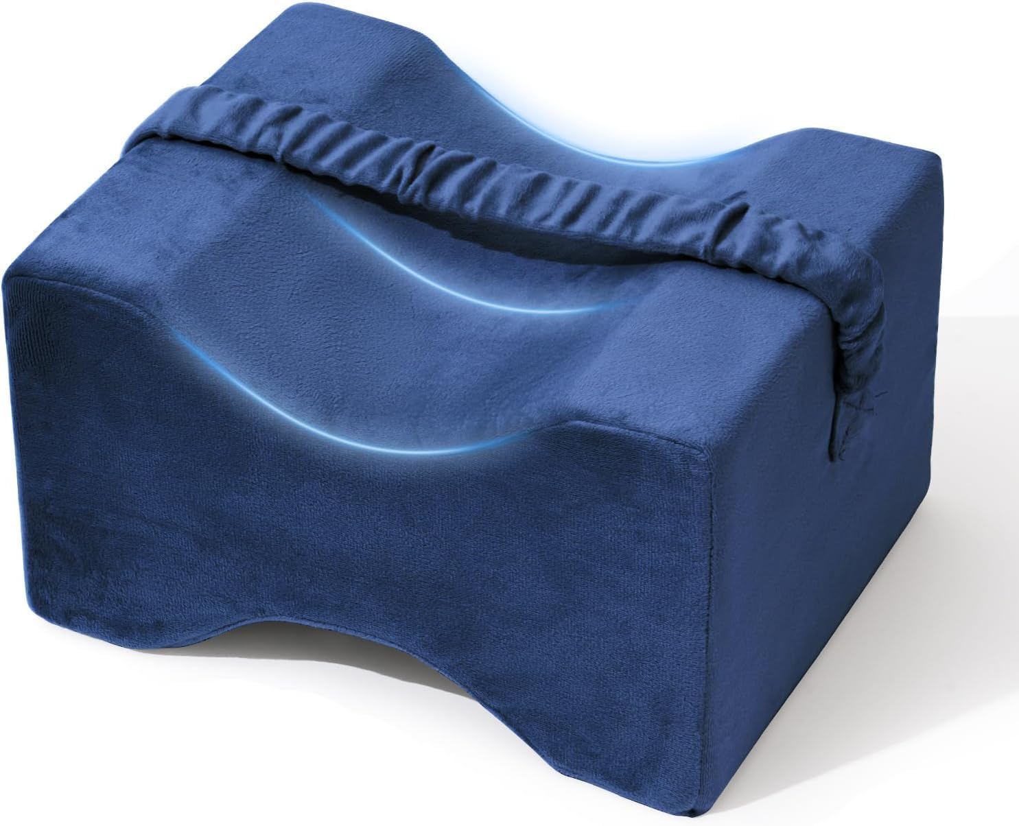 Knee Pillow for Side Sleepers, Memory Foam Leg Pillow Wedge Cushion for Side Sleeper, Sciatica, Pregnancy, Hip & Back Pain Relief - Washable Cover, Royal Blue I X12