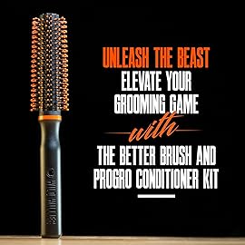 Wild Willies Round Brush and Conditioner Kit - The Better Brush for Styling Hair or Beard, with PROGRO - Softening, Hydrating, Strengthening & Nourishing for a Healthy Look