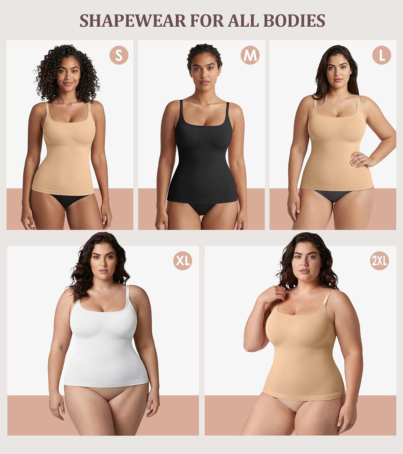 Women's Tummy Control Shapewear Cami Compression Tank Tops Seamless Plus Size Scoop Neck Body Shaper Camisole
