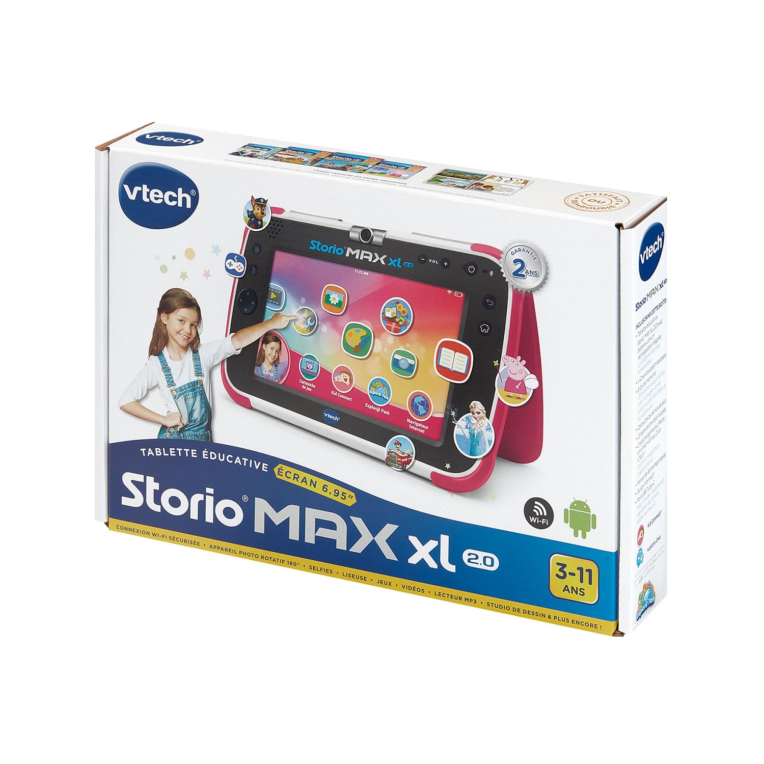 VTech Storio Max XL 2.0 Rose Tablette Enfants Tactile Éducative Grand Écran Couleur WiFi Android Appareil Photo Cadeau 3-11 Ans