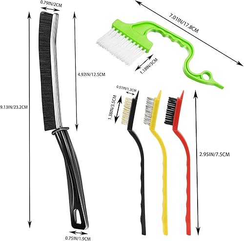 Miniatura 3 de 9 cepillos de limpieza de hendiduras de cerdas duras para uso doméstico, cepillo de limpieza de huecos, multifuncional, pequeño, juego de cepillos
