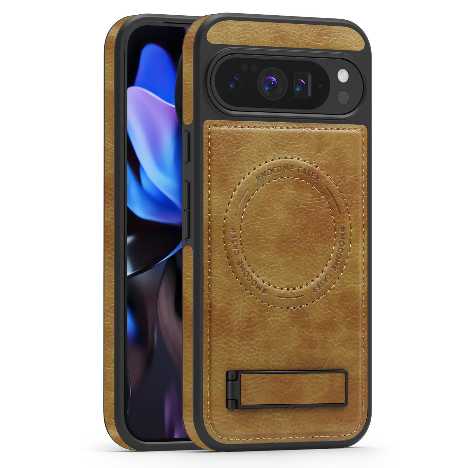 Lunivop for Google Pixel 10 Pro XL Case Leather [Compatible with Magsafe Wireless Charging] Magnetic Cover Stand Funda para Google Pixel 10 Pro XL 6.8 '' 5G 2025 Rugged Best Phone Cases Brown