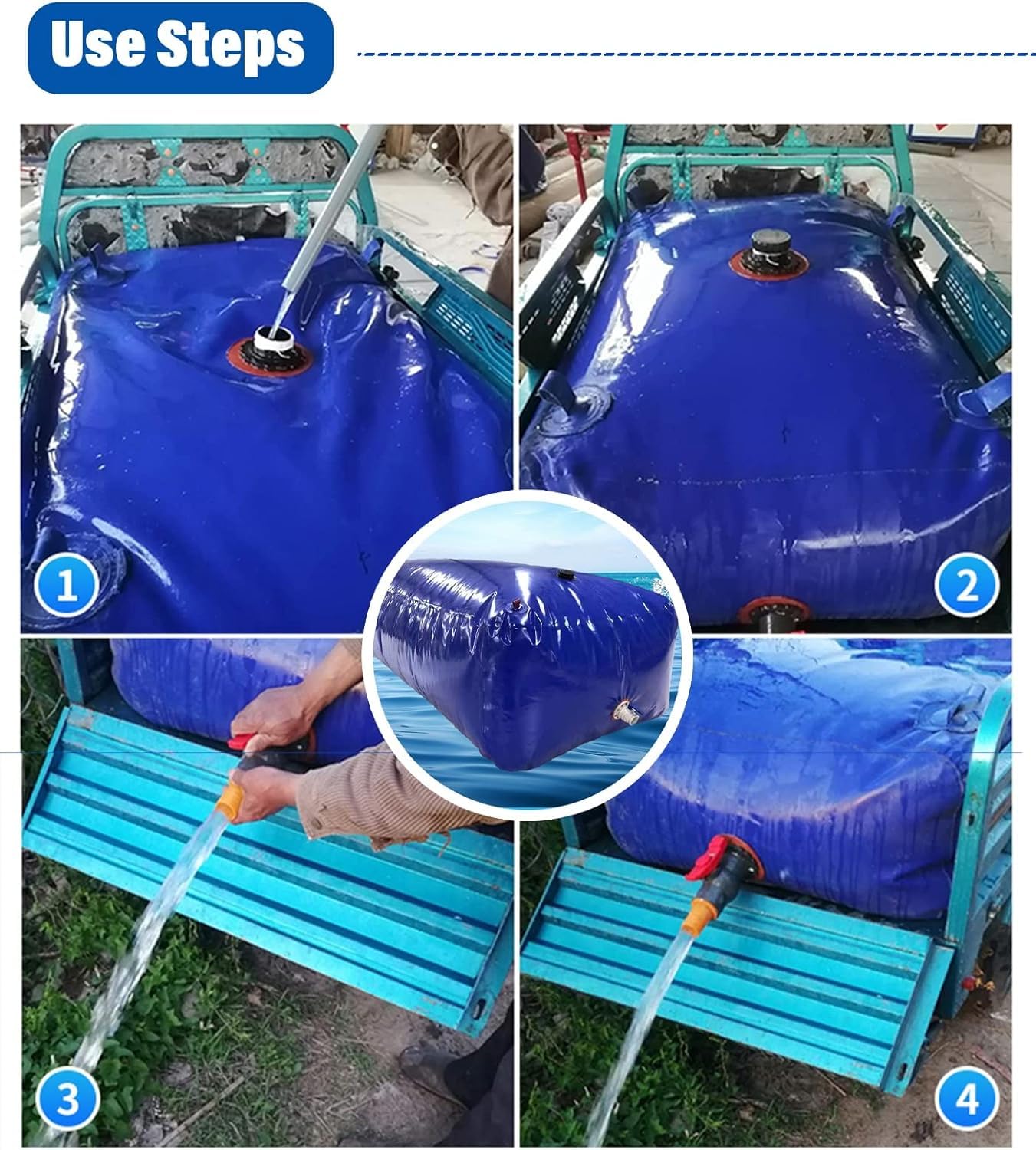 Borsa portatile pieghevole for la conservazione 'acqua, for giardino e uso di emergenza(1.8x1.2x0.71m/1514L/400gal)