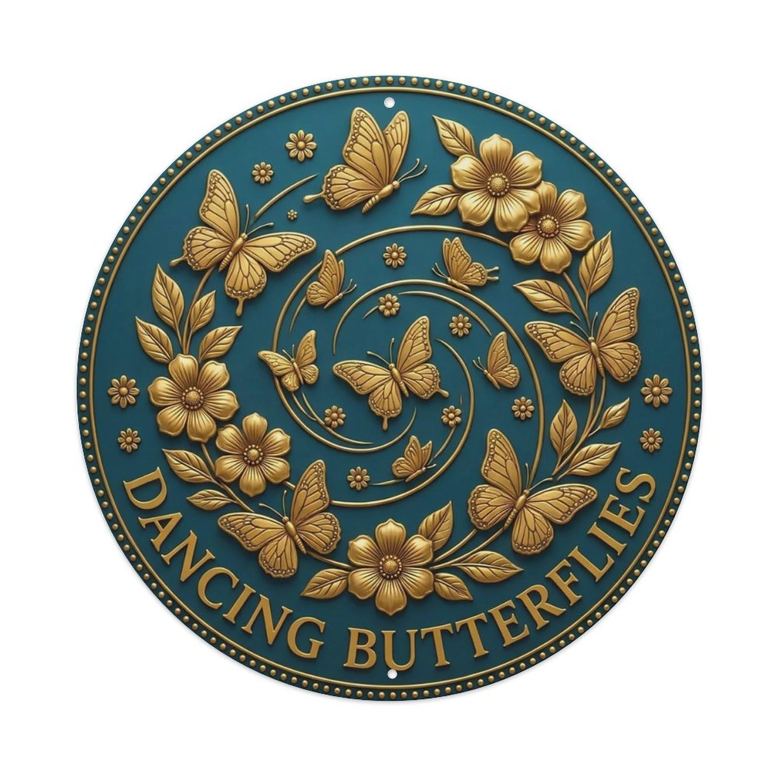 Vintage Dancing Butterflies Flower Zen Yoga Metal Tin Sign