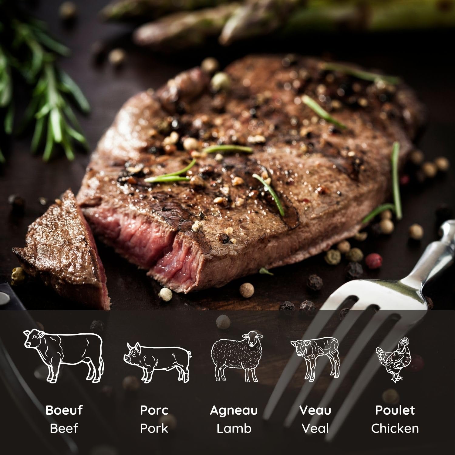 Mastrad Thermosonde De Cuisson m°classic+ Thermomètre Sonde 0-210°C Programmable Viande Cuisson Compatible Four BBQ Induction Alarme Temps Restant 1 Pile AAA