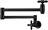 Pot Filler Kitchen Faucet Solid Brass Folding Wall Mount Stretchable Double Joint Swing Arm Single Hole 2 Handles Extending Arm,Matte Black