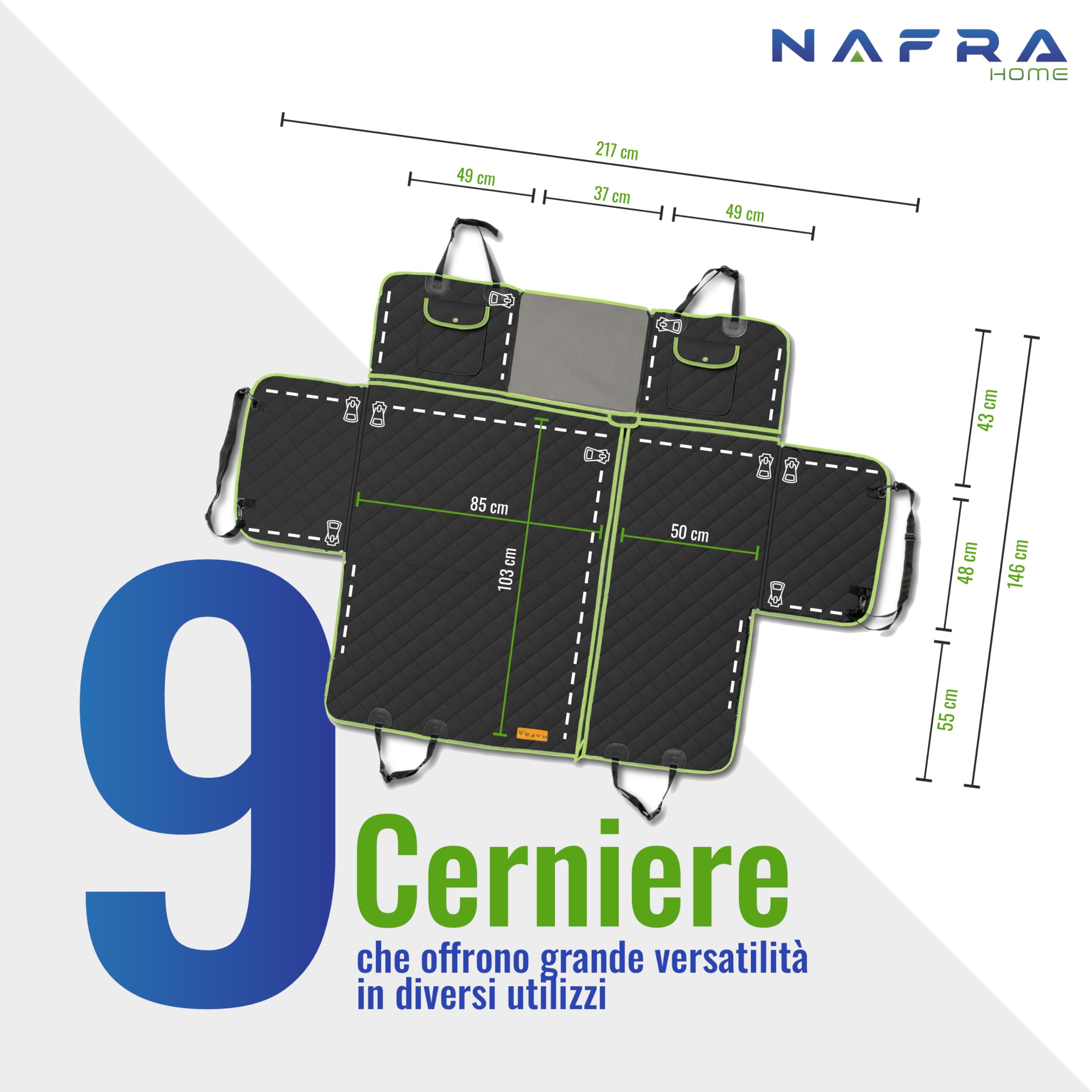 Telo Cane Auto Sedili Posteriori 6-in-1 | Telo Macchina per Cani Impermeabile 600D, Copertura Sedili Auto per Cani Universale con Finestra a Rete, Protezione Laterale
