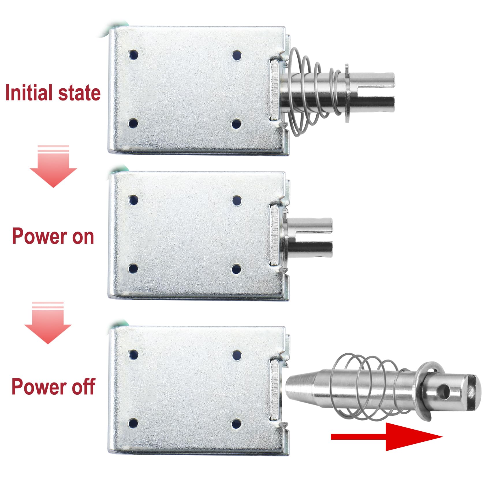 Heschen Electroimán solenoide, HS-1250, DC12V, 1.3A, 50N, 10mm de carrera, Tipo de tracción, Cerradura de puerta de marco abierto