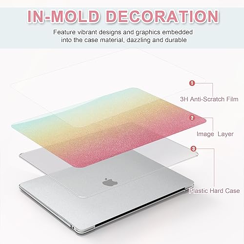 Miniatura 6 de B BELK Funda compatible con MacBook Air de 13 pulgadas 2022 2021 2020 2019 2018 M1 A2337 A2179 A1932, carcasa rígida de plástico + cubierta de Shiny