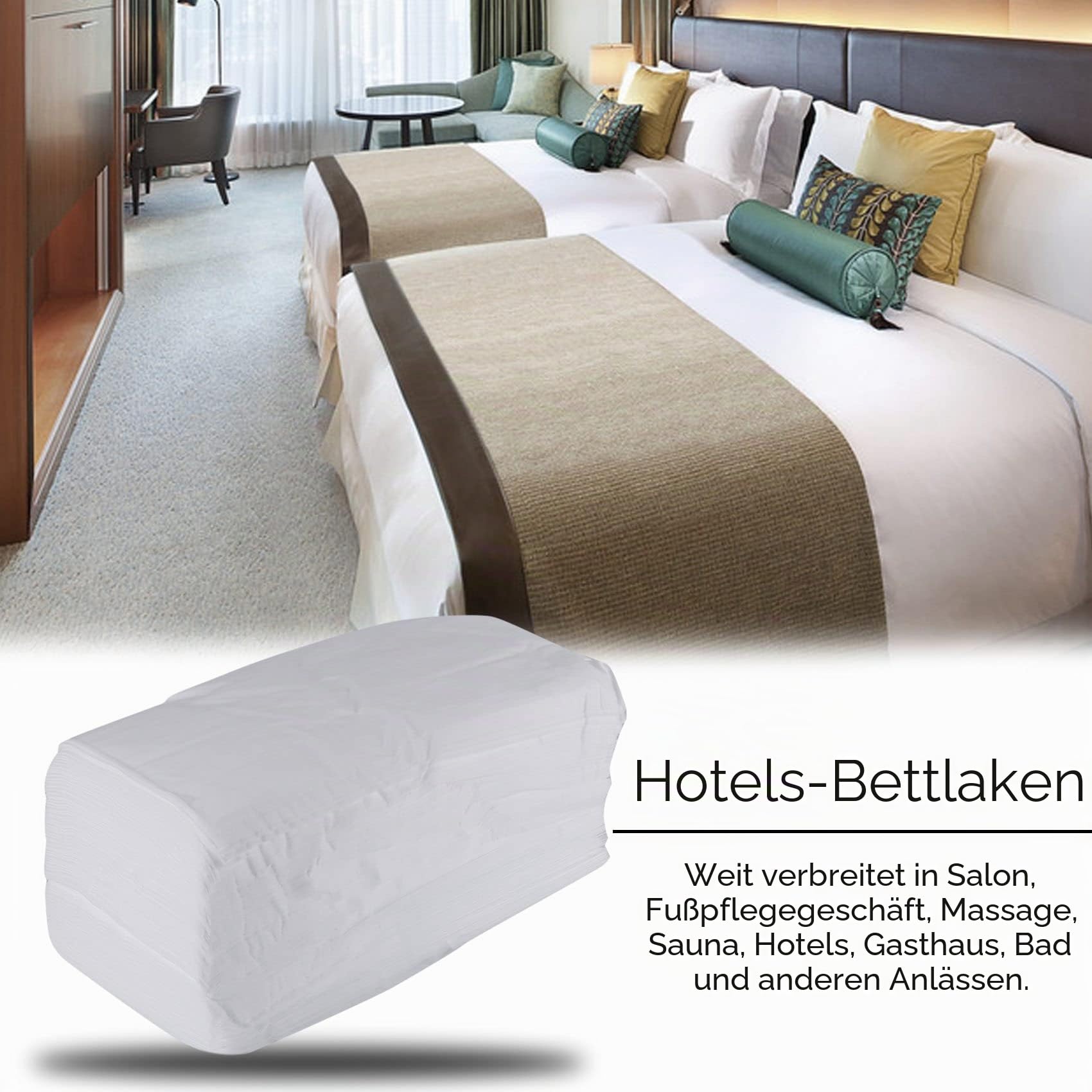 100 Stück Einweg Bettlaken, Non-Woven Einweg Bettwäsche Massageliege Bezug Auflage Einweg Spannlaken Bed Sheets für Schhnheit Salon SPA Tattoo Massage, Weißer Vliesstoff, 80 x 180 cm