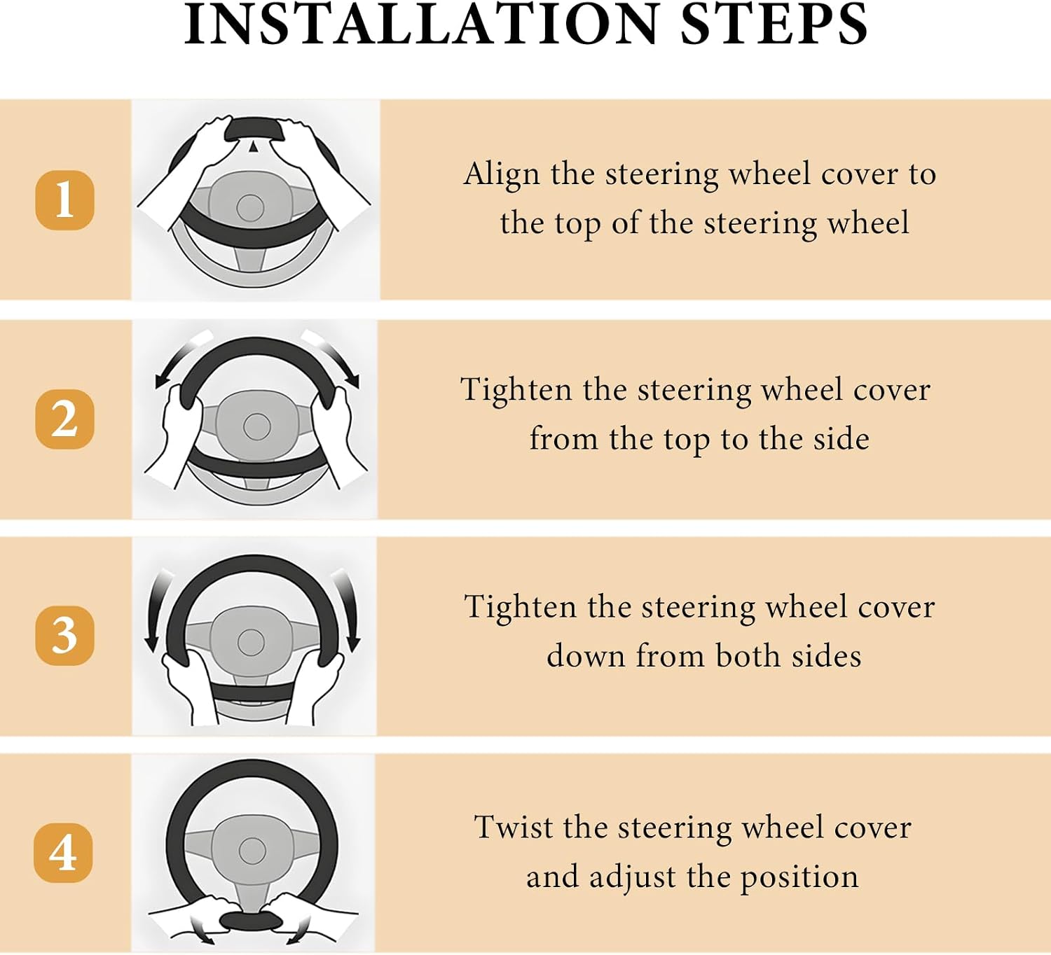 Boho Steering Wheel Cover, 15 Inch Coarse Flax Cloth Ethnic Style Anti-Slip Car Wheel Wrap, Universal Breathable Bohemian Steering Wheel Protector for Cars Vans Trucks (H)