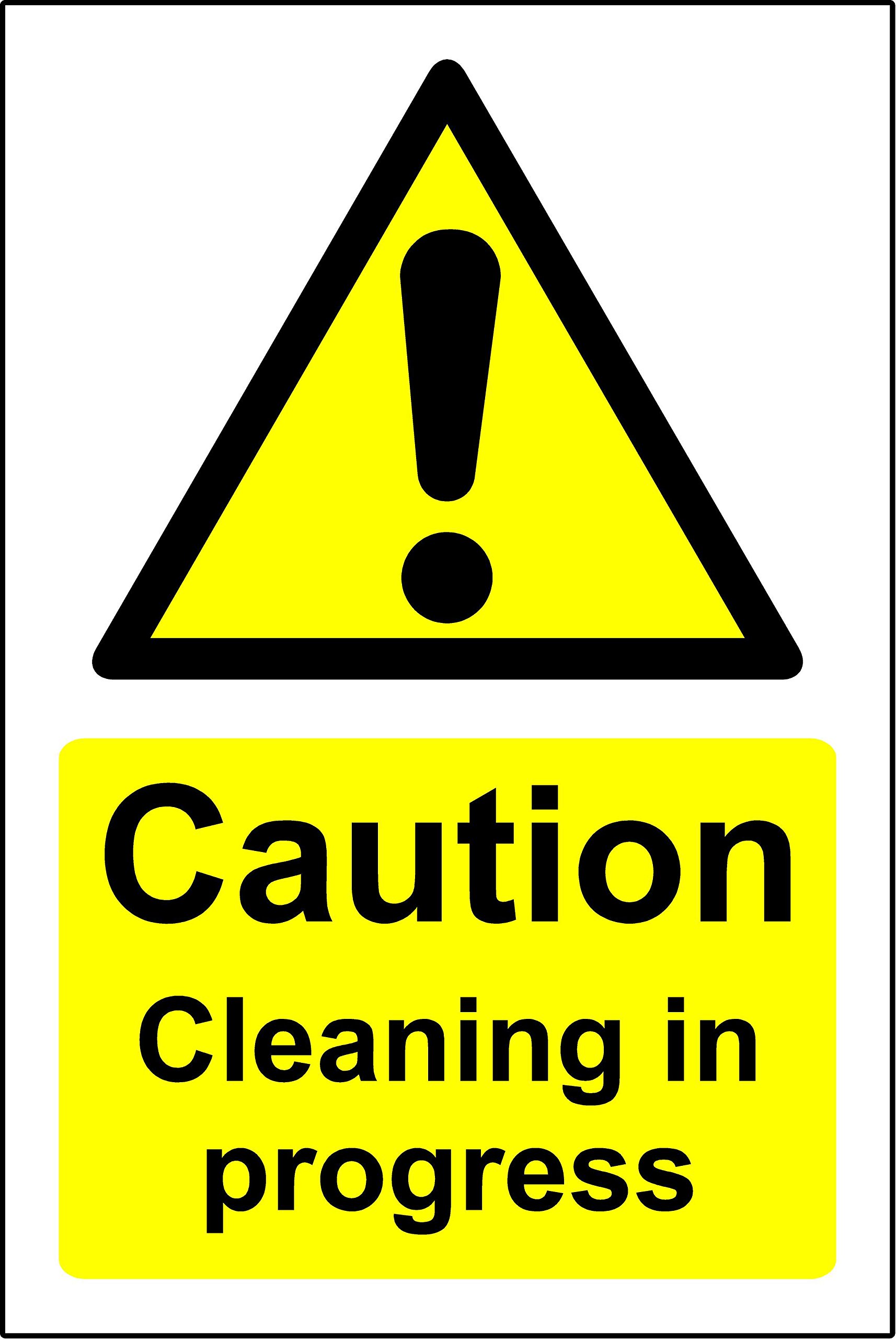 Kpcm Display Ltd Caution Cleaning In Progress Safety Sign - 1.2Mm Rigid Plastic 400Mm X 300Mm