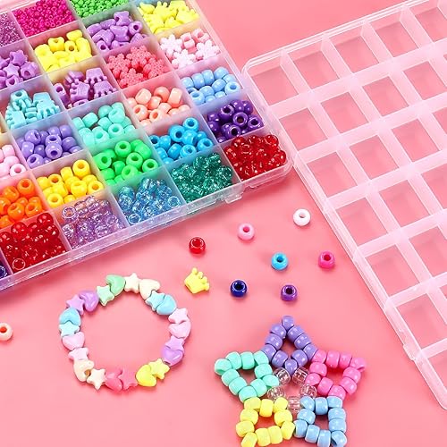 Miniatura 16 de IOOLEEM Caja organizadora de cuentas de plástico de 28 rejillas, caja de almacenamiento de contenedores, divisores para manualidades y manualidades