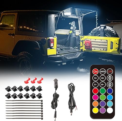 BooYu RGBW - Puerta trasera de cristal para puerta de elevación, barra de luz LED, RF, inalámbrica, para puerta trasera, para campamento, puerta