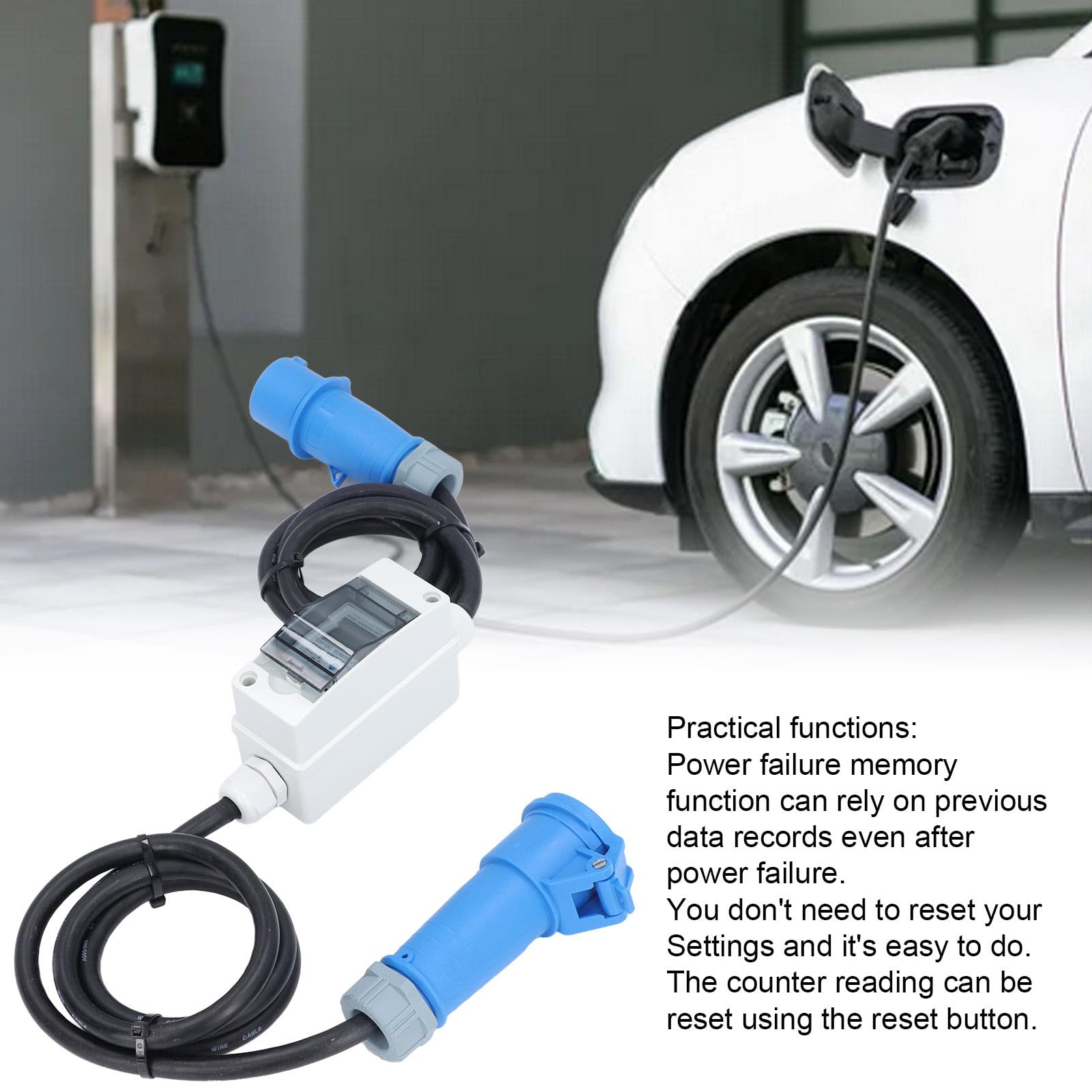 Misuratore Digitale LCD Portatile da 220 V per Auto Elettriche, Misuratore di Consumo Energetico Impermeabile con Presa CEE