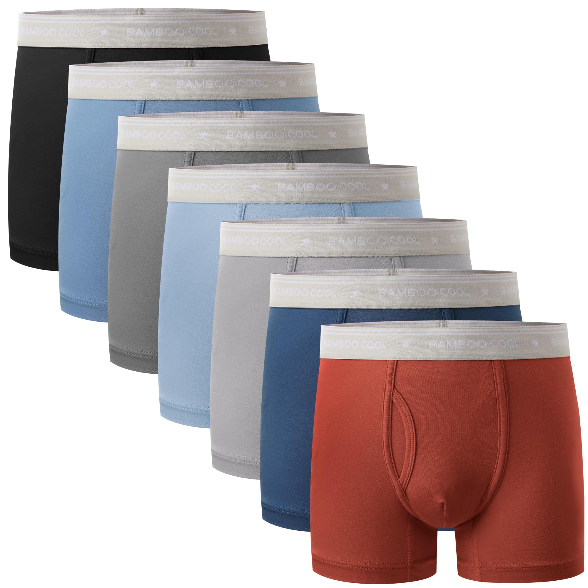 BAMBOO COOL Boys’ Moisture-Wicking Brethable Underewar 6-18Y 7 Pack Week Theme Ultra Soft and Lightweight Boxer Briefs