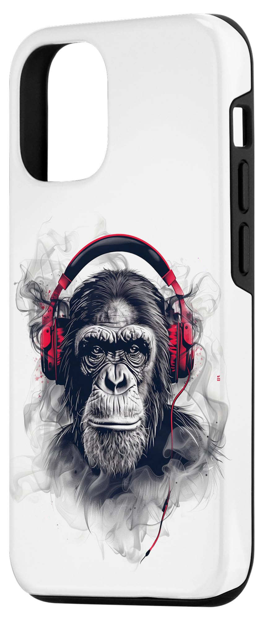 iPhone 15 Chimp Monkey with red headphones Case - Image 2