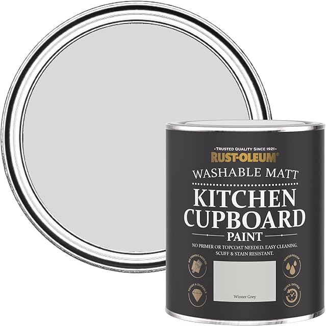 Rust-Oleum Grey Kitchen Cupboard Paint in Matt Finish - Winter Grey 750ml