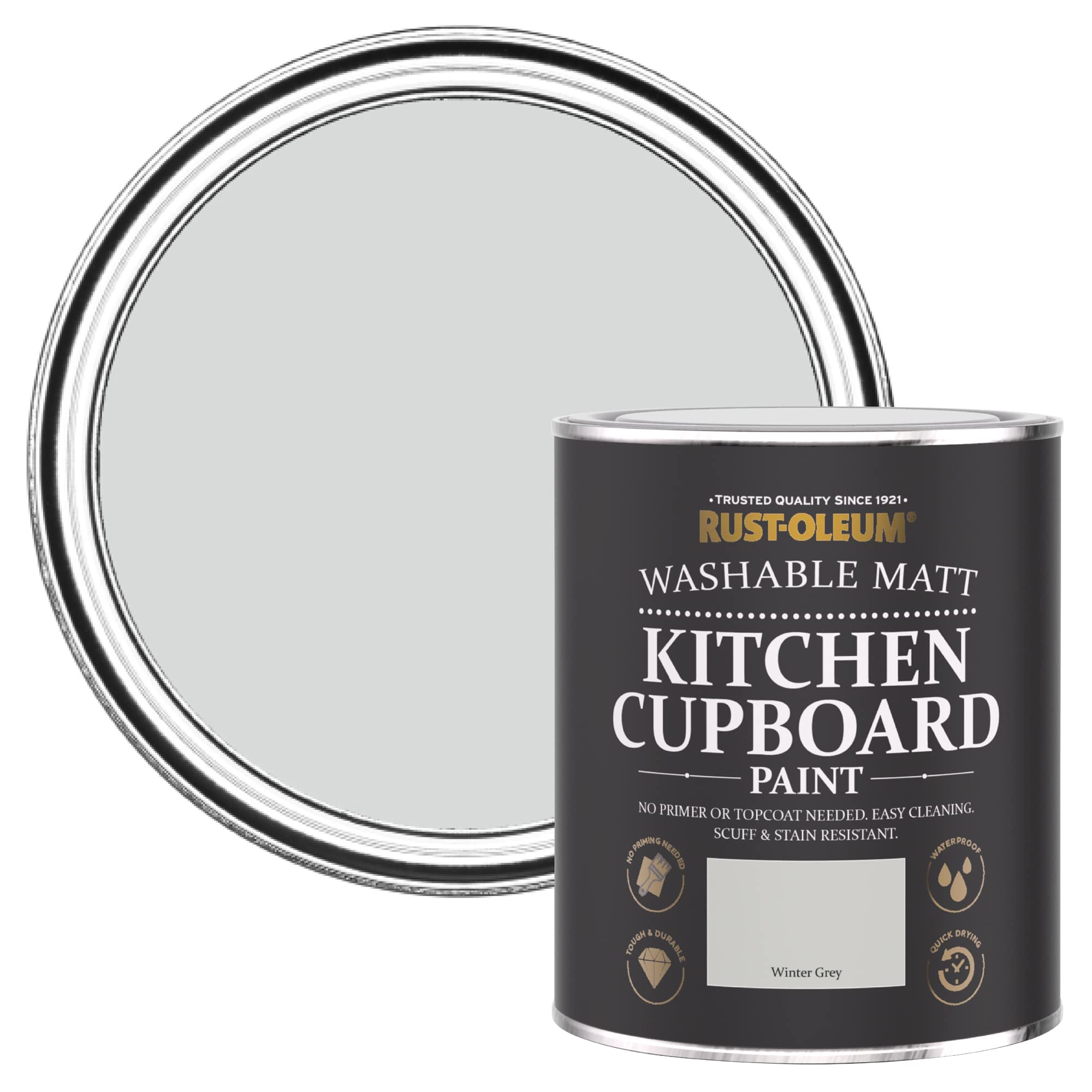 Rust-Oleum Kitchen Cupboard Paint In Matt Finish - Winter 750Ml Grey