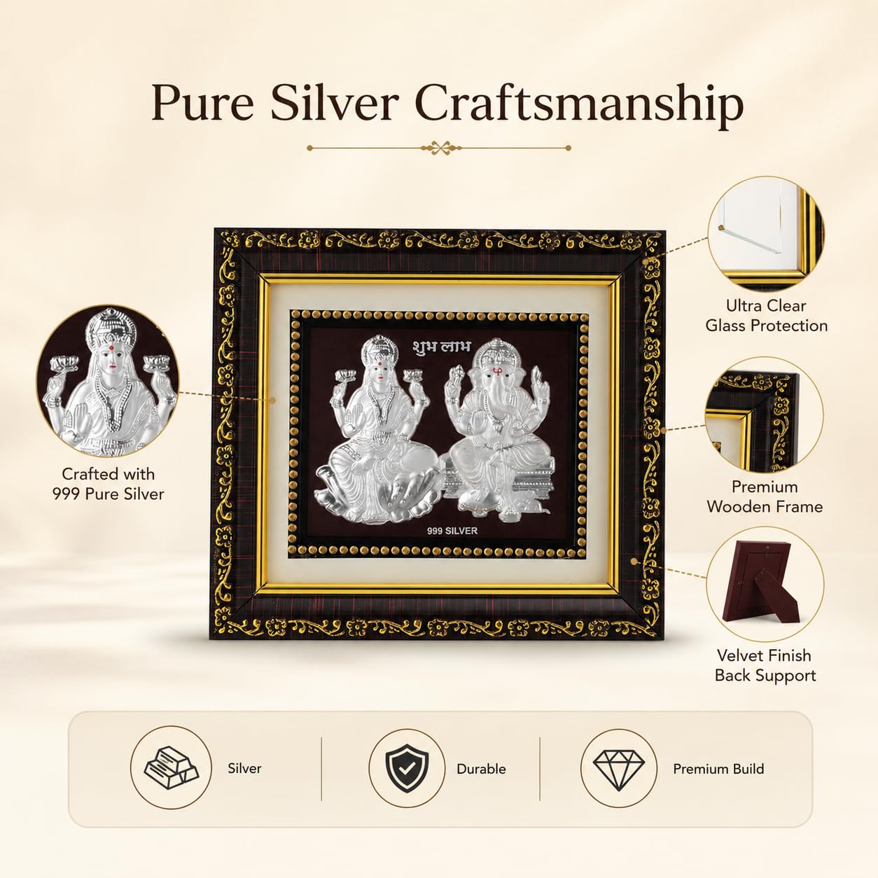 Amazon.com - Hem Jewels 999 Pure Silver Ganesh Lakshmi Frame For