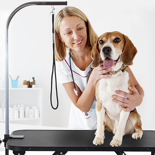 Miniatura 6 de NChanmar Dog Grooming Table 32 Inch Grooming Stand Pet Grooming Arm for Dogs Cats Height Ajustable Foldable with Noose,Non-Slip Desk Top for