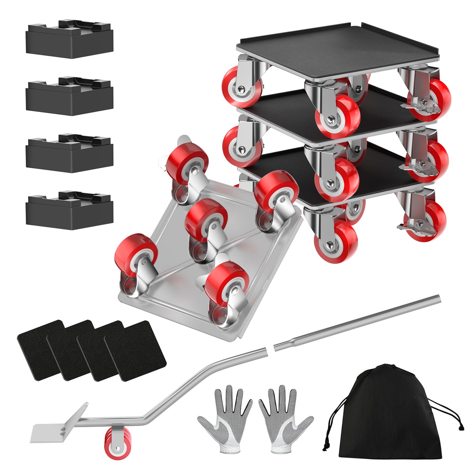 Nfbcxutkw Silvery 2000Lbs Heavy Duty Furniture Dolly & Movers Set(6.4 In Y)