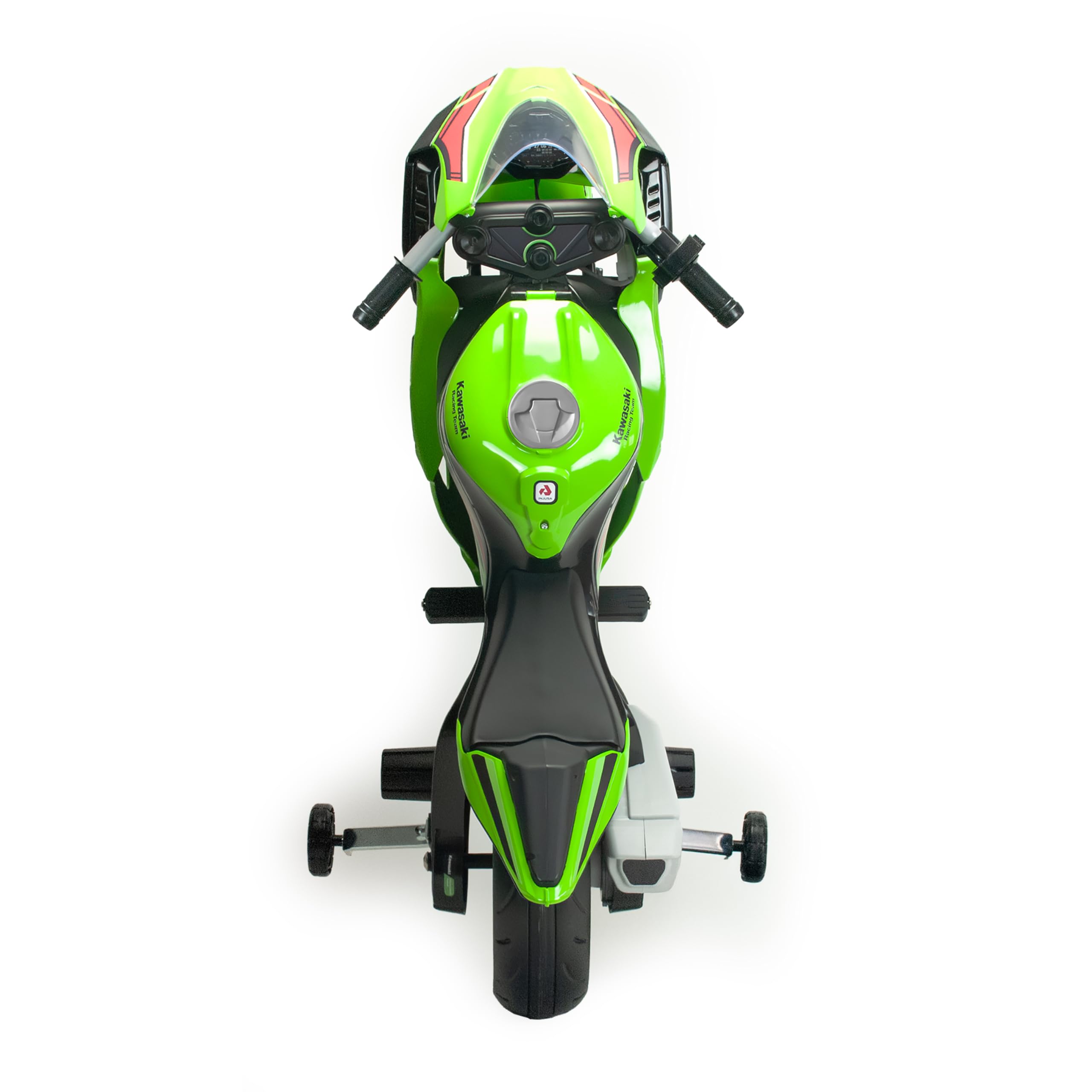 INJUSA Elektrisches Motorrad für Kinder 3-6 Jahre Kawasaki Ninja 12V - Laufzeit 2h - Lichter - Geräusche - MP3 - Stützräder - Handgas - 6 km/h - INJUSA