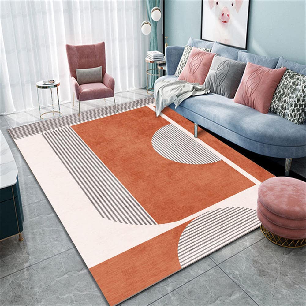 Tapis de couloir long orange football 180x250cm antidérapant et lisse facile à nettoyer