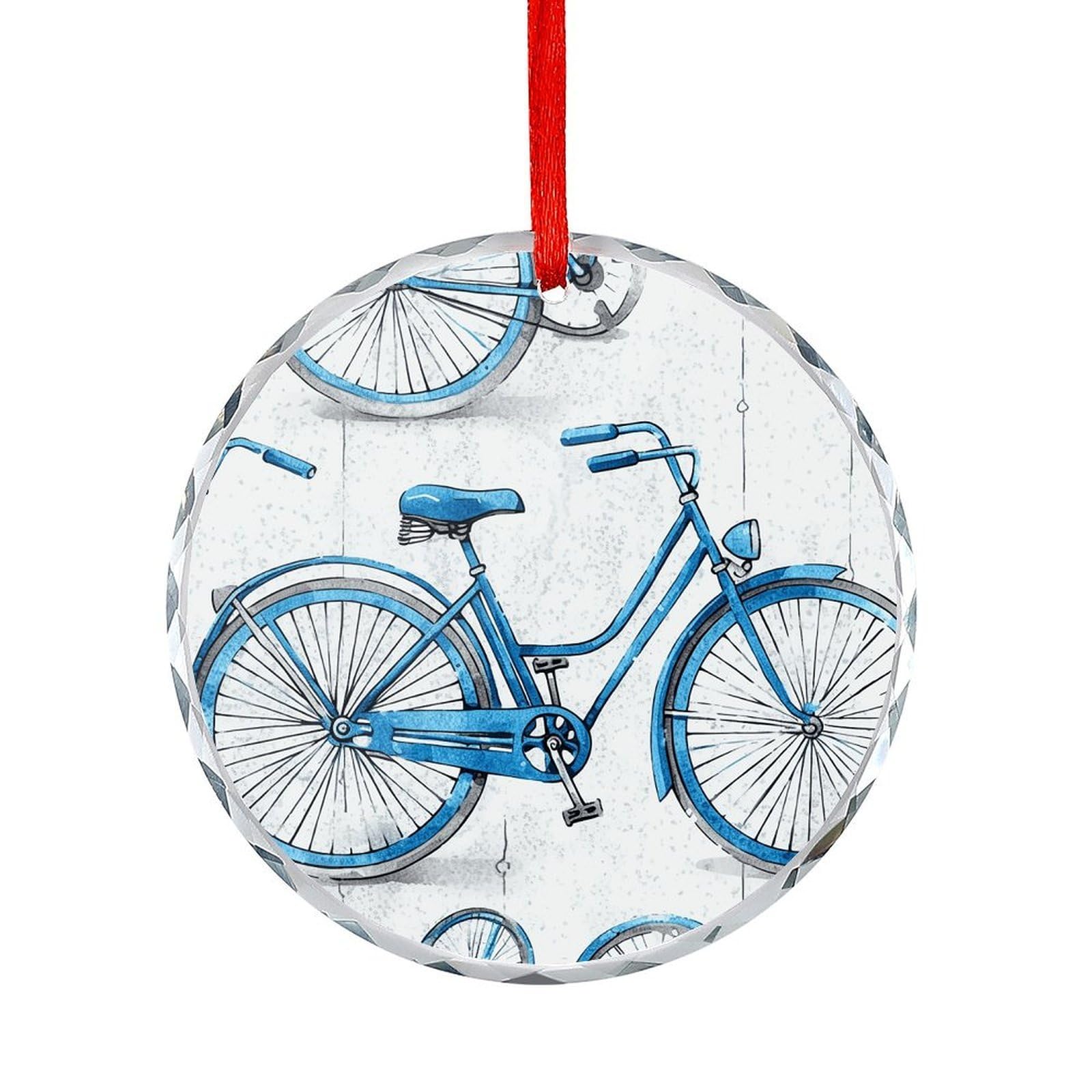 Btcowzrv Style Blue Bicycle Round Ornament Hanging Pendant Decor