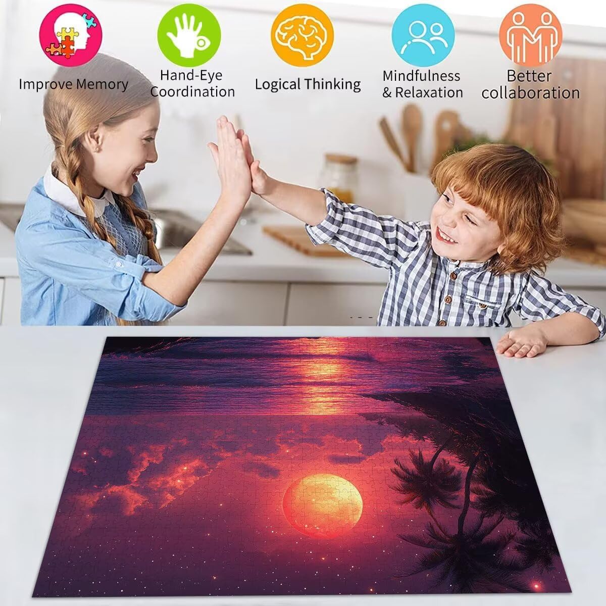 Puzzle Erwachsene 2000 Teile Sonnenuntergang Sternenhimmel Educa Jigsaw für Kinder ab 8 Jahren Mädchen Jungen, Erwachsene Impossible Klassische Puzzles Schwer, Anspruchsvoll Spielspaß 70x99cm t-608