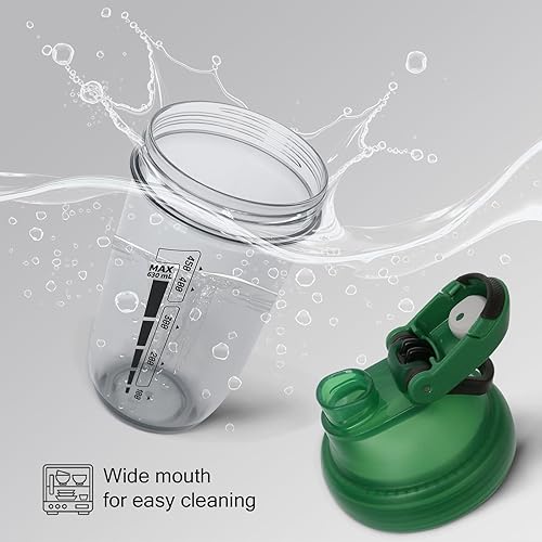 Miniatura 6 de Botella agitadora de proteínas de 20 onzas, TRITAN de plástico, vasos de proteína de suero sin BPABPS para preentrenamiento y gimnasio, mezclador