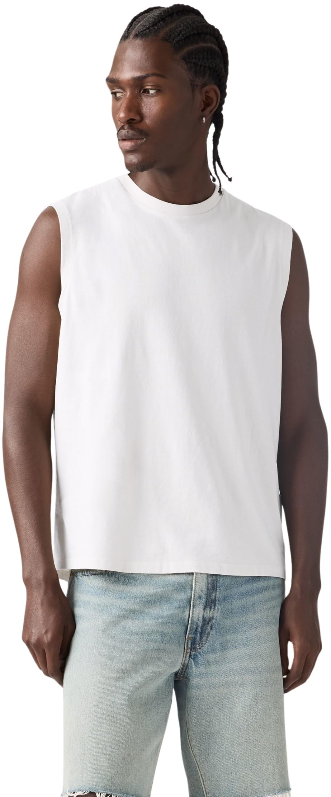 Levi's Men's Bright White - White Tank Top In Cotton With Crew Neck, White (Bright White), Xxl