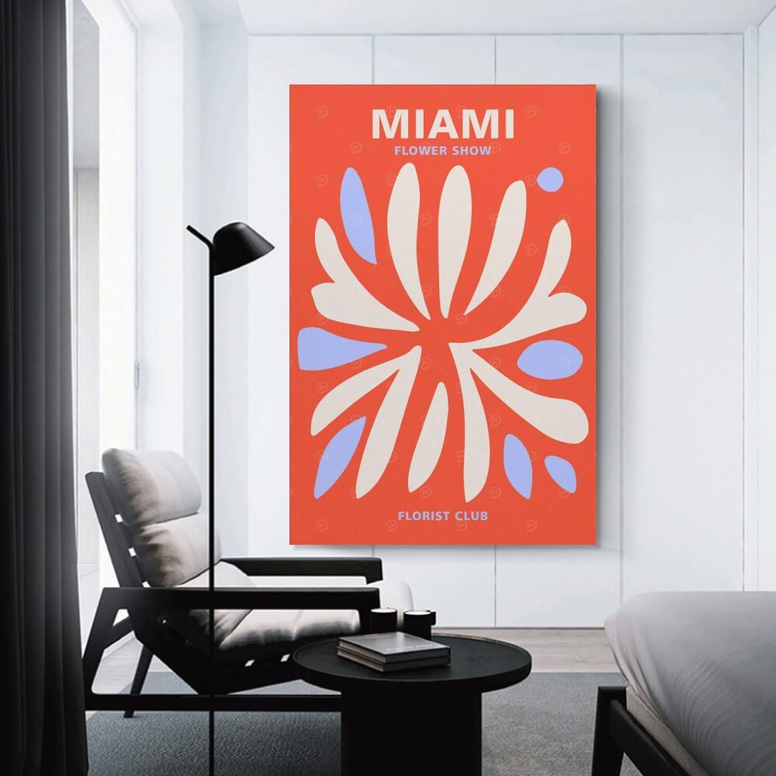 Junmoney Miami Florist Club Room Decor Wall Art 24x36inch(60x90cm), for Corridors, Hallways Or Apartment Entries, Decorative Wall Art for Narrow Spaces