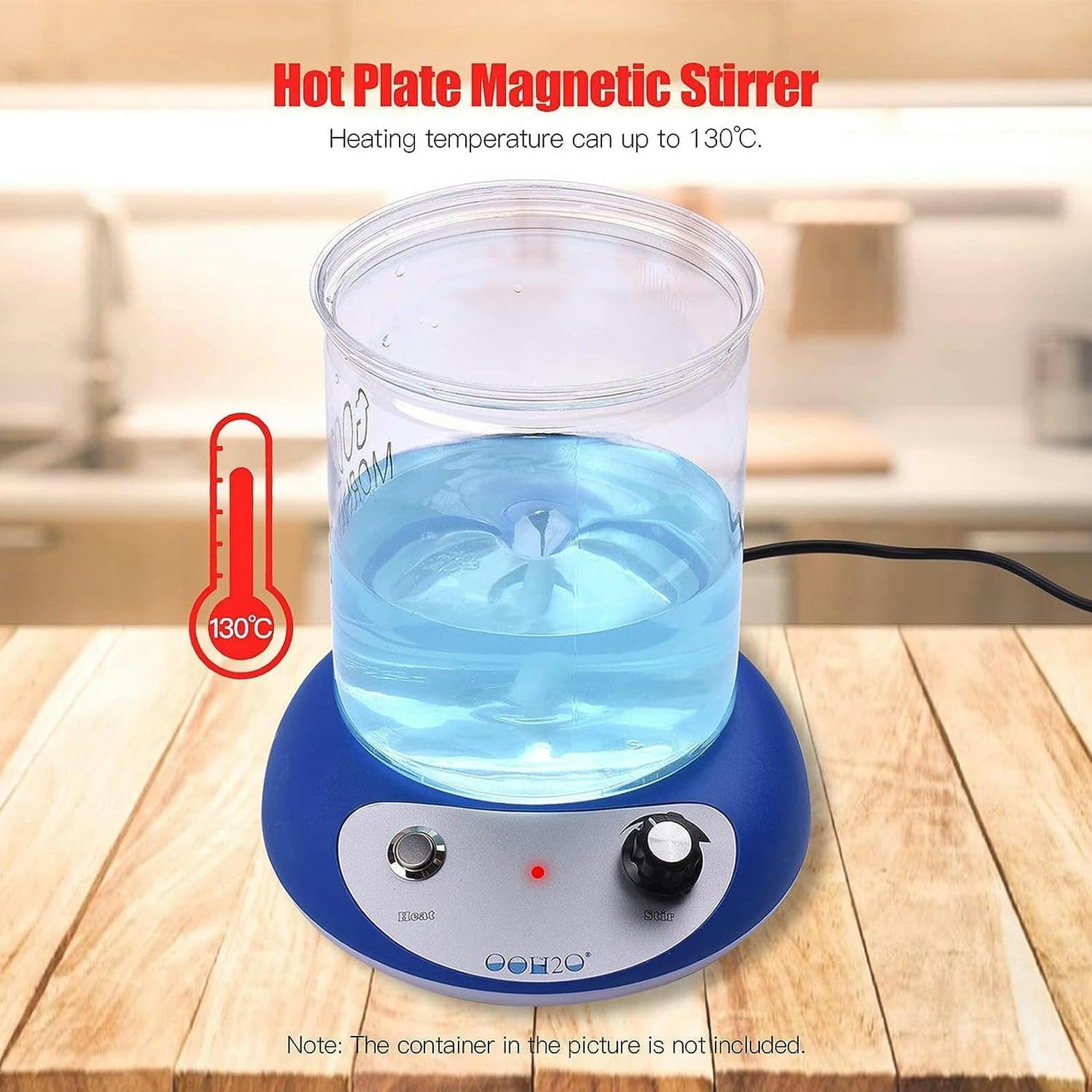 Agitador magnético, agitador electromagnético de 30 W y 2000 ml con Placa Caliente y luz indicadora de Calentamiento LED for investigación científica de Laboratorio