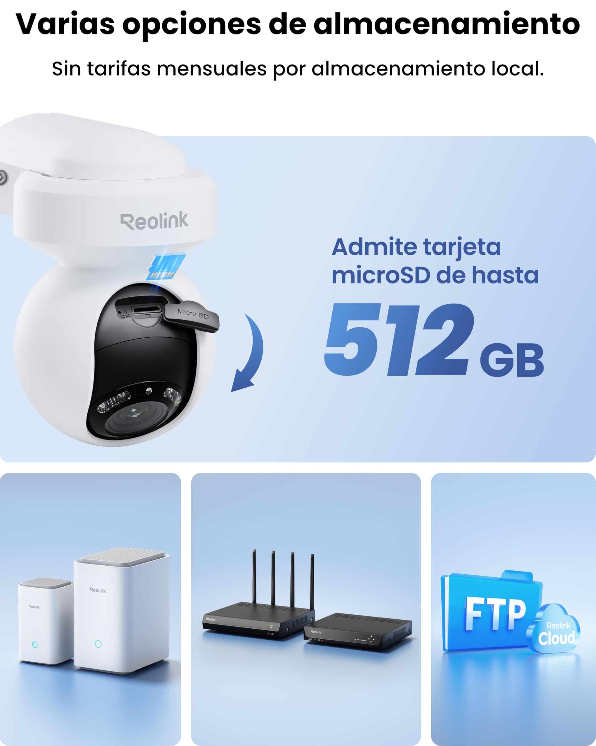 Reolink 4K 8MP PTZ Camara Vigilancia WiFi Exterior con Auto-Tracking, Detección de Humana/Vehículo/Mascota, Cámara de Seguridad Soporte Wi-Fi 6, Audio Bidireccional, Visión Nocturna, E1 Outdoor Pro