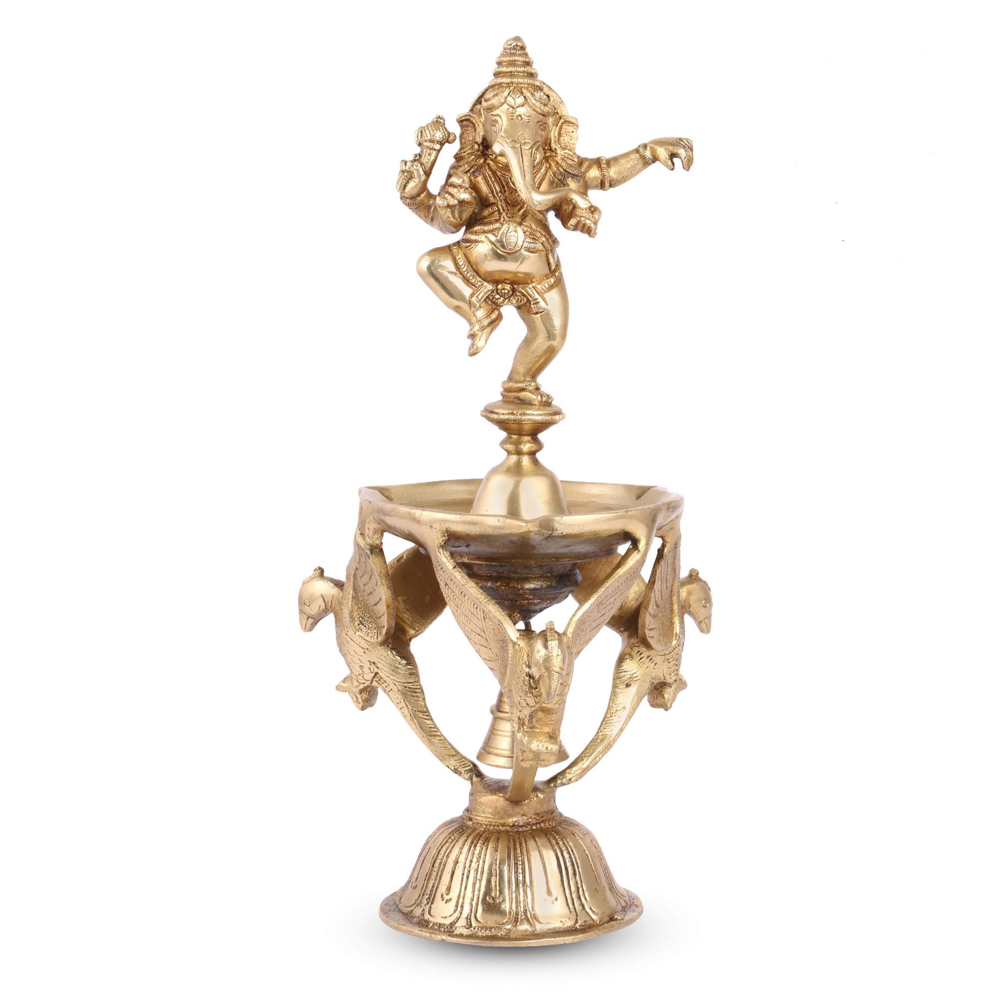 SCULPTURE STORY Dancing Ganesha Brass Lamp Diya for puja, Office, Home