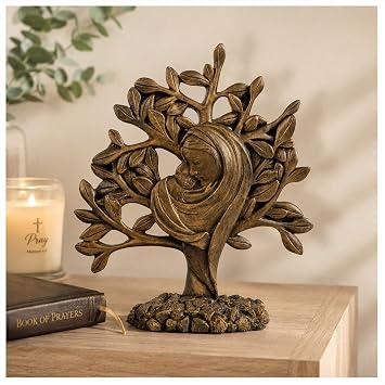 MeritMode Madonna And Child Statue, Tree Of Mother, Catholic Decor