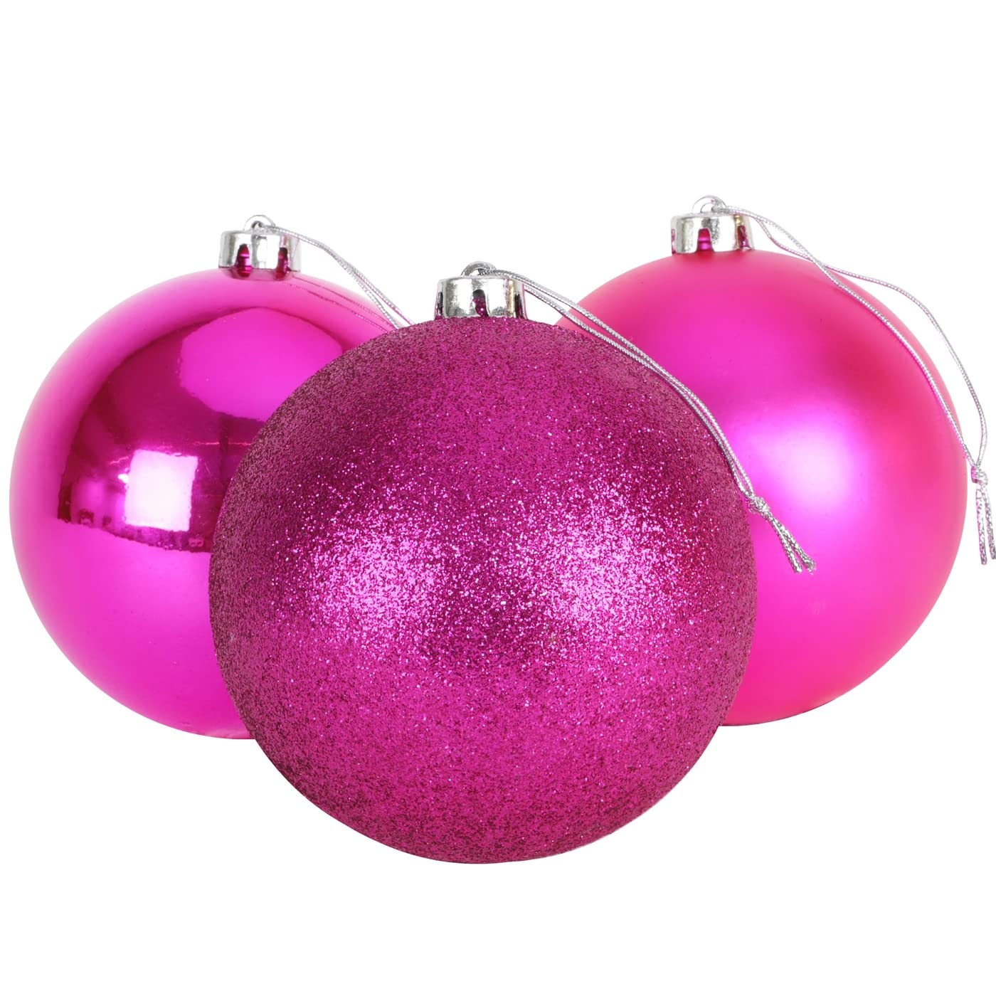 15cm/3Pcs Christmas Baubles Shatterproof Pink, Christmas Tree Decorations Ball Ornaments Balls Xmas Hanging Decorations Holiday Decor - Shiny,Matte,Glitter